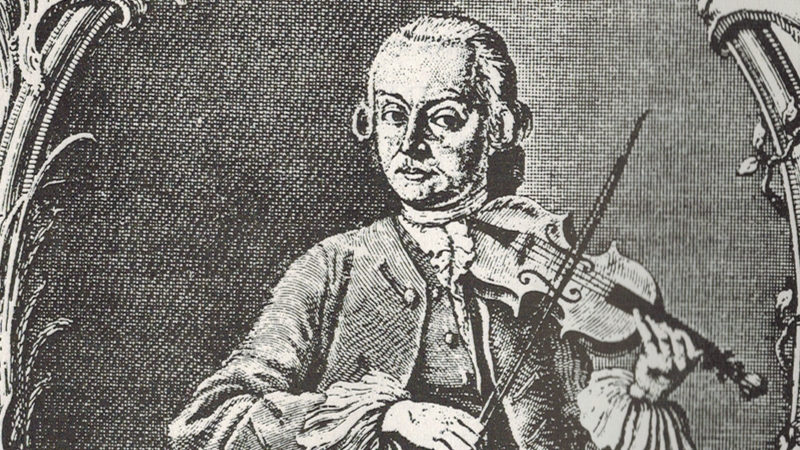 Mozart Versuch - front plate of L Mozart playing the violin